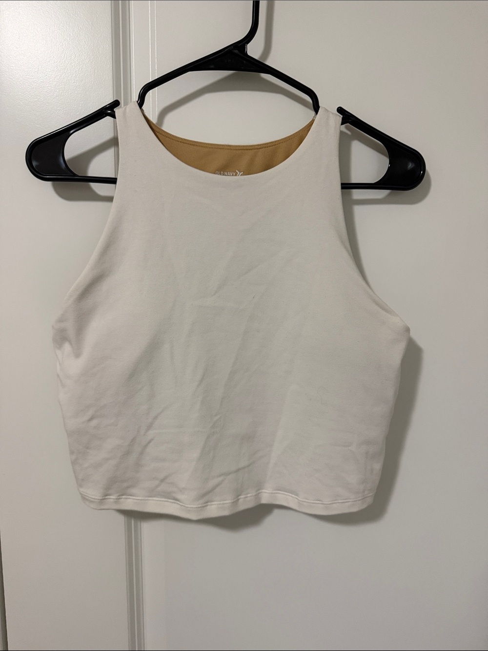 Women's White Crop Tank Top with Built in Bra